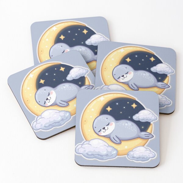 Item preview, Cute Sleepy Seal Kawaii Sticker | Dreamy Moon & Stars designed and sold by Stylestickers55.