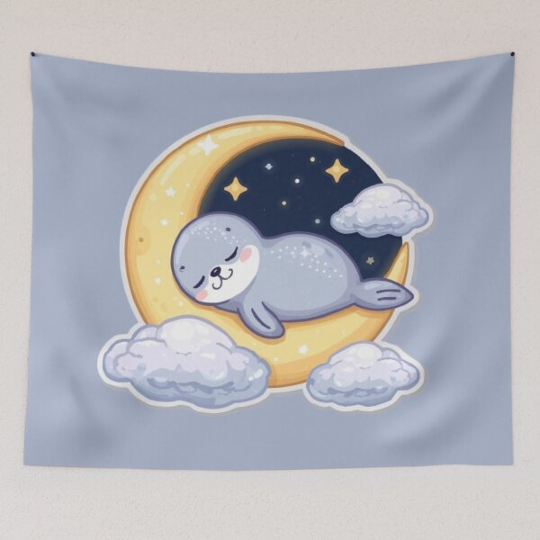 Item preview, Cute Sleepy Seal Kawaii Sticker | Dreamy Moon & Stars designed and sold by Stylestickers55.