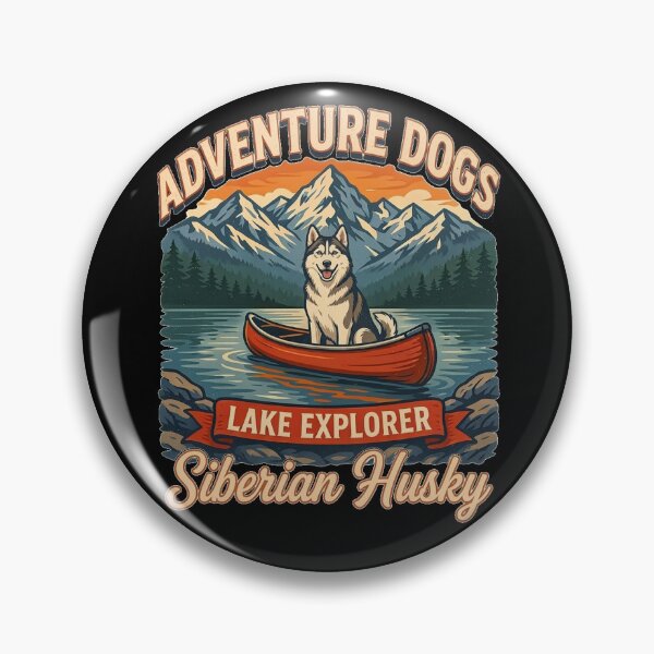 Item preview, Adventure Dogs – Lake Explorer | Siberian Husky Vintage Canoe Camping designed and sold by No Excuses Supply.