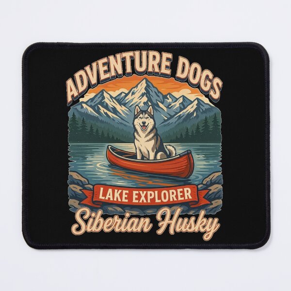Item preview, Adventure Dogs – Lake Explorer | Siberian Husky Vintage Canoe Camping designed and sold by No Excuses Supply.