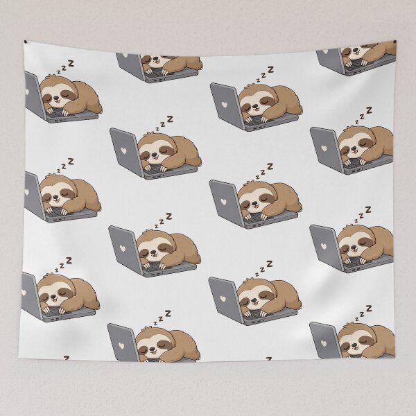 Item preview, Cute Sleeping Sloth on Laptop Kawaii Cartoon Work From Home Design designed and sold by Seculinator.