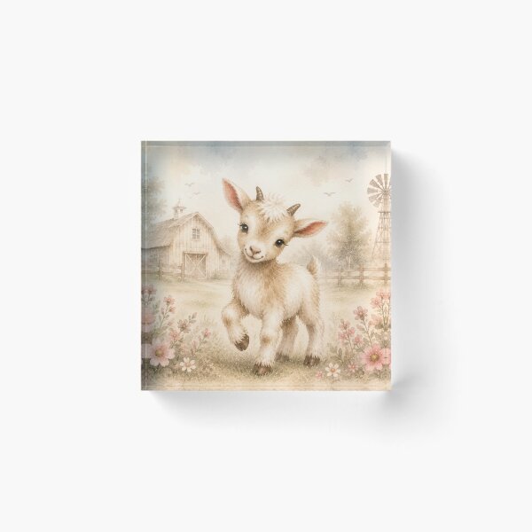 Item preview, Cute Baby Goat Watercolor | Whimsical Farm Kid | Farmhouse Nursery Art designed and sold by PixelExpressStudio.