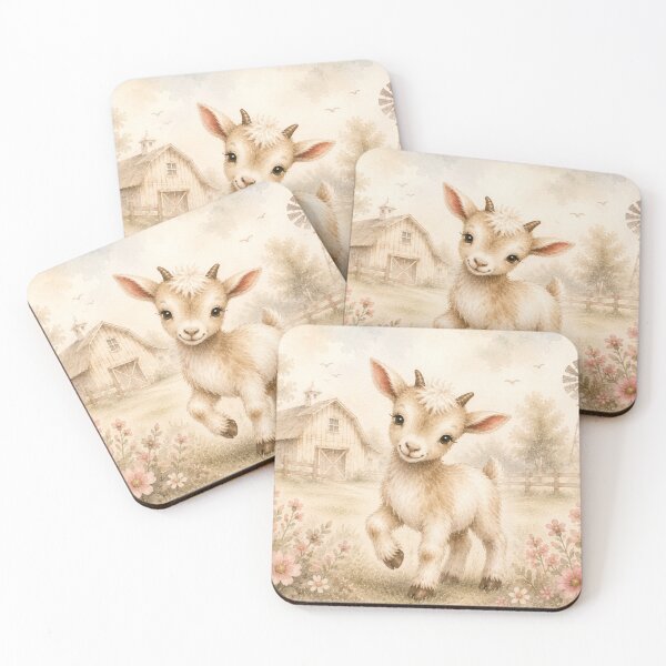 Item preview, Cute Baby Goat Watercolor | Whimsical Farm Kid | Farmhouse Nursery Art designed and sold by PixelExpressStudio.