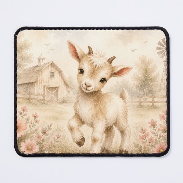 Item preview, Cute Baby Goat Watercolor | Whimsical Farm Kid | Farmhouse Nursery Art designed and sold by PixelExpressStudio.