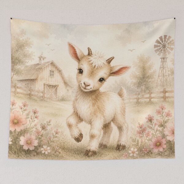Item preview, Cute Baby Goat Watercolor | Whimsical Farm Kid | Farmhouse Nursery Art designed and sold by PixelExpressStudio.