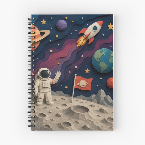 Item preview, Paper Cut Astronaut on the Moon — Colorful Space Art, Planets & Rocket Illustration designed and sold by Aureva Arts Shop.