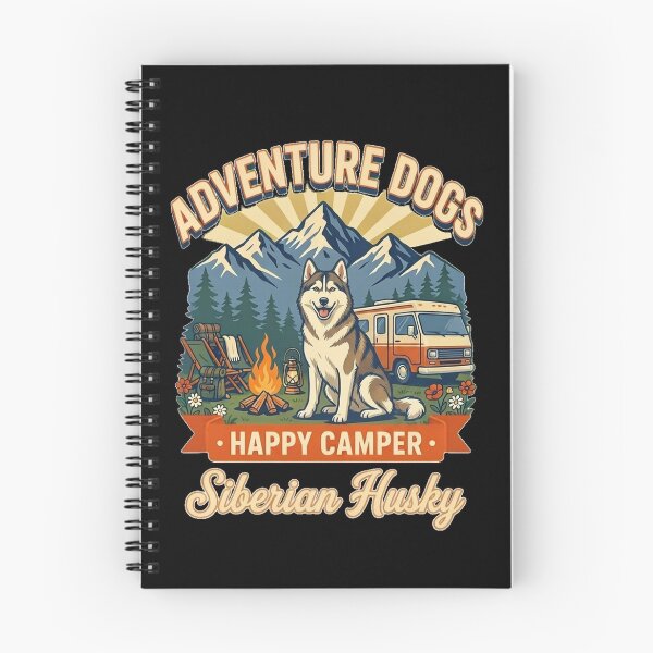 Item preview, Adventure Dogs – Happy Camper | Siberian Husky Vintage Camping designed and sold by No Excuses Supply.