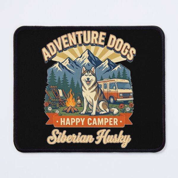 Item preview, Adventure Dogs – Happy Camper | Siberian Husky Vintage Camping designed and sold by No Excuses Supply.