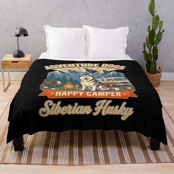 Item preview, Adventure Dogs – Happy Camper | Siberian Husky Vintage Camping designed and sold by No Excuses Supply.