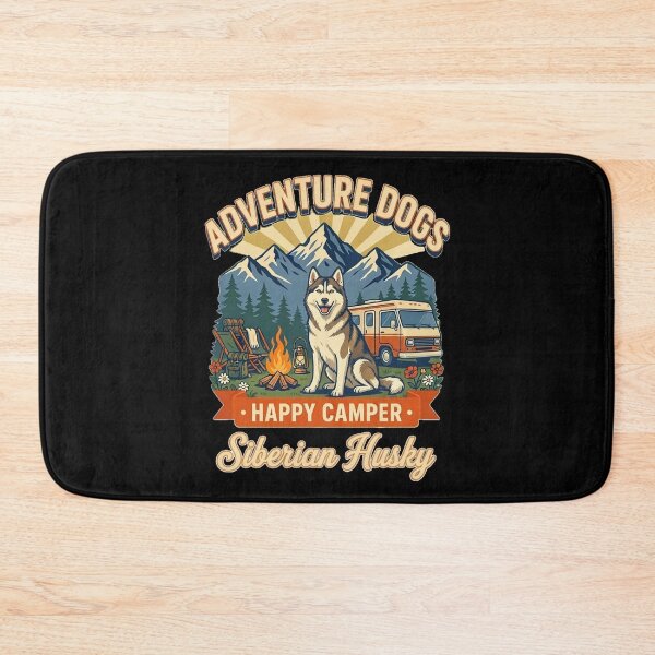 Item preview, Adventure Dogs – Happy Camper | Siberian Husky Vintage Camping designed and sold by No Excuses Supply.
