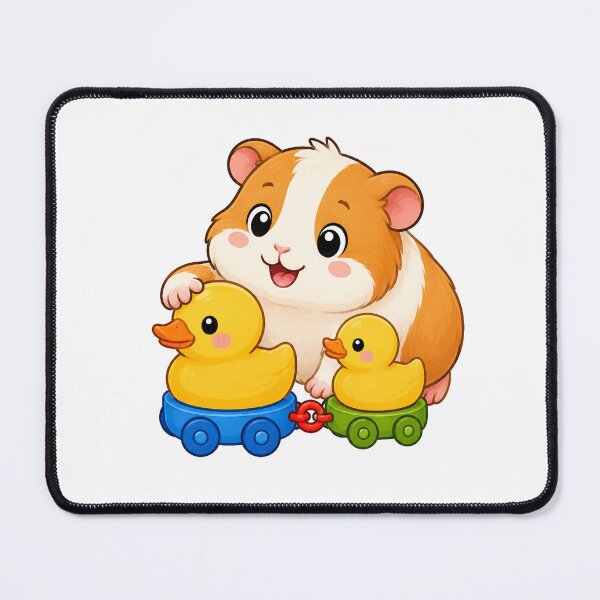 Item preview, Cute Guinea Pig with Rubber Duck Pull Toys Kawaii Cartoon Bath Design designed and sold by Seculinator.