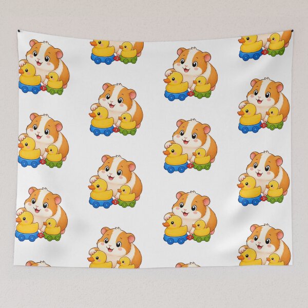 Item preview, Cute Guinea Pig with Rubber Duck Pull Toys Kawaii Cartoon Bath Design designed and sold by Seculinator.