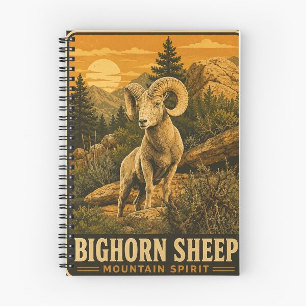 Item preview, Vintage Bighorn Sheep Mountain Sunset designed and sold by TheFableFoxStudio.