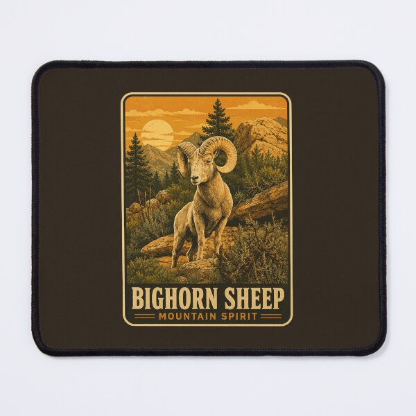 Item preview, Vintage Bighorn Sheep Mountain Sunset designed and sold by TheFableFoxStudio.