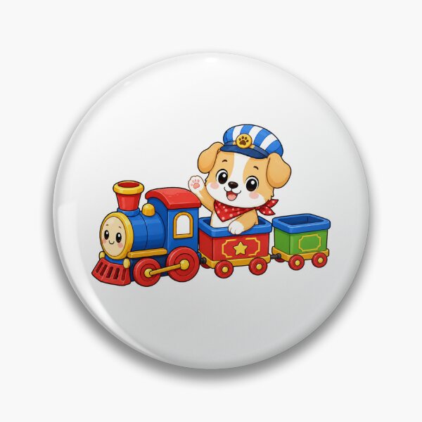 Item preview, Cute Puppy Riding Toy Train Kawaii Cartoon Conductor Design designed and sold by Seculinator.