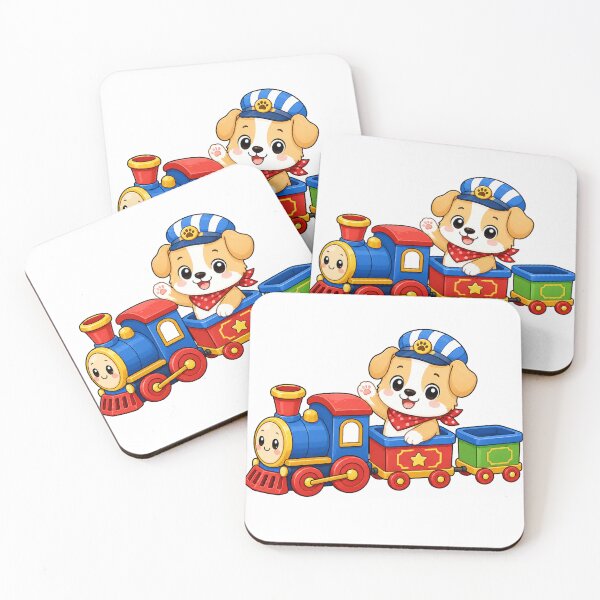 Artikelvorschau, Cute Puppy Riding Toy Train Kawaii Cartoon Conductor Design entworfen und verkauft von Seculinator.