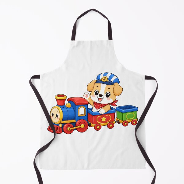 Item preview, Cute Puppy Riding Toy Train Kawaii Cartoon Conductor Design designed and sold by Seculinator.