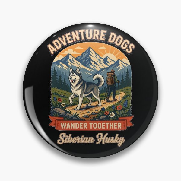 Item preview, Adventure Dogs – Wander Together | Siberian Husky Vintage Hiking designed and sold by No Excuses Supply.