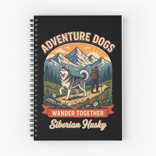 Item preview, Adventure Dogs – Wander Together | Siberian Husky Vintage Hiking designed and sold by No Excuses Supply.