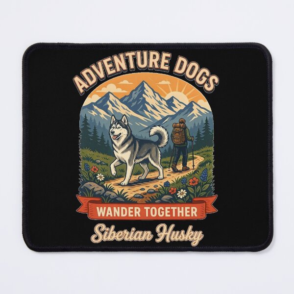 Item preview, Adventure Dogs – Wander Together | Siberian Husky Vintage Hiking designed and sold by No Excuses Supply.