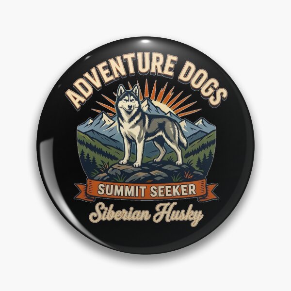Item preview, Adventure Dogs – Summit Seeker | Siberian Husky Vintage Mountain Hiking designed and sold by No Excuses Supply.