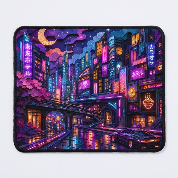 Item preview, Neon Tokyo Night City Paper Cut Art — Cyberpunk Japan Cityscape designed and sold by Aureva Arts Shop.