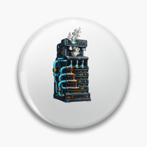 Item preview, Coffee Powered Mainframe Server Sticker | Cool IT Network Admin Art designed and sold by PixelForge Studio2.