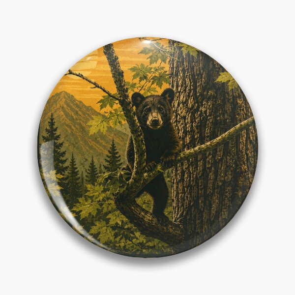 Item preview, Vintage Black Bear Wildlife Forest Poster designed and sold by TheFableFoxStudio.