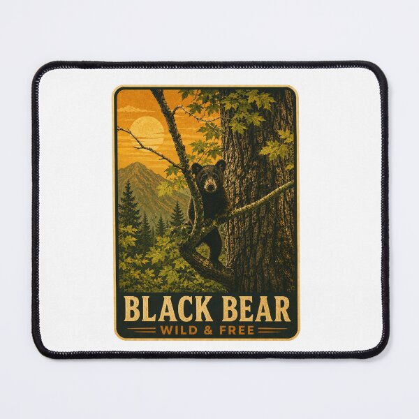 Item preview, Vintage Black Bear Wildlife Forest Poster designed and sold by TheFableFoxStudio.