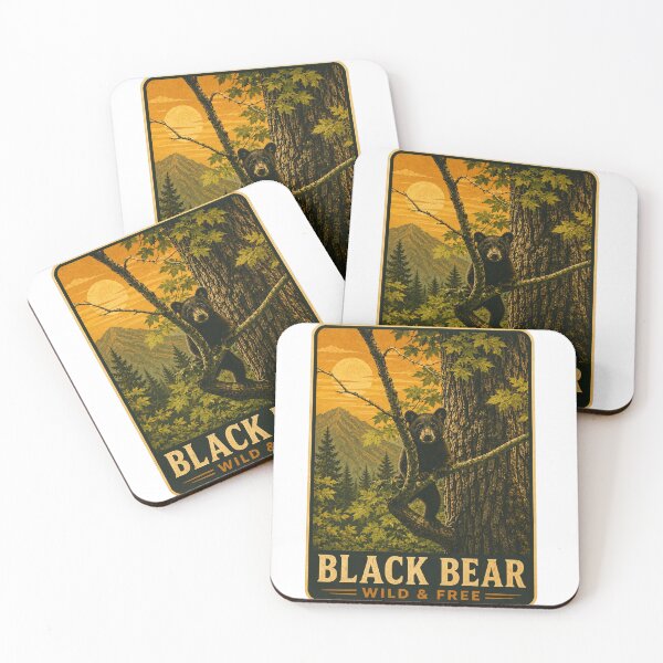 Item preview, Vintage Black Bear Wildlife Forest Poster designed and sold by TheFableFoxStudio.