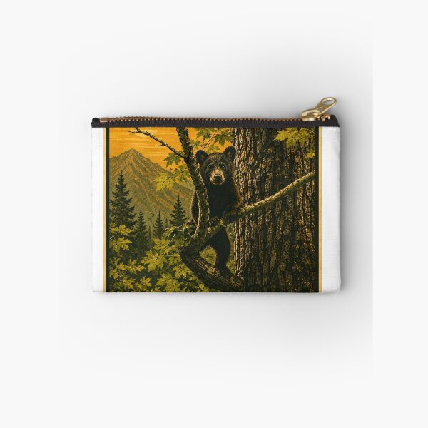 Item preview, Vintage Black Bear Wildlife Forest Poster designed and sold by TheFableFoxStudio.