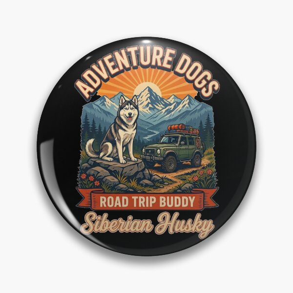 Item preview, Adventure Dogs – Road Trip Buddy | Siberian Husky Vintage Off-Road Camping designed and sold by No Excuses Supply.
