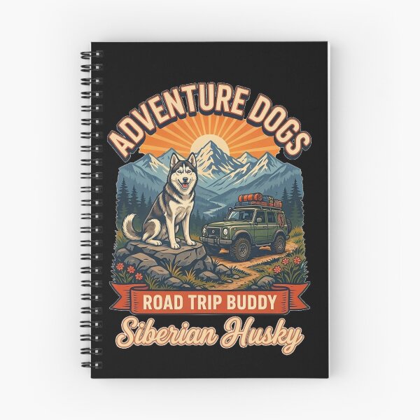 Item preview, Adventure Dogs – Road Trip Buddy | Siberian Husky Vintage Off-Road Camping designed and sold by No Excuses Supply.