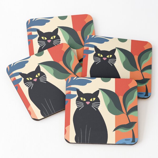 Item preview, Abstract Black Cat Boho Botanical Floral designed and sold by FaizArtShop.