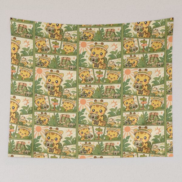 Item preview, Kawaii Giraffe Safari Photographer Comic Panel designed and sold by Gift Phrase Studio.