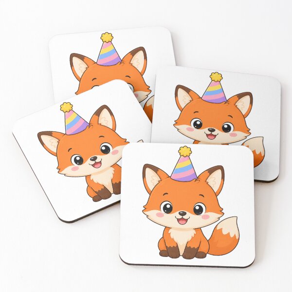 Item preview, Cute Fox Wearing Party Hat Kawaii Cartoon Birthday Design designed and sold by Seculinator.