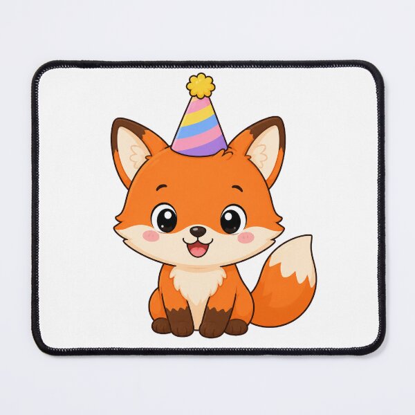 Item preview, Cute Fox Wearing Party Hat Kawaii Cartoon Birthday Design designed and sold by Seculinator.