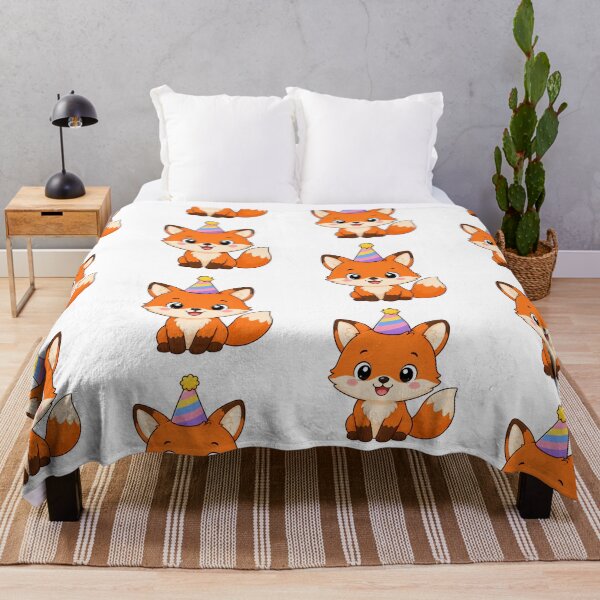 Item preview, Cute Fox Wearing Party Hat Kawaii Cartoon Birthday Design designed and sold by Seculinator.