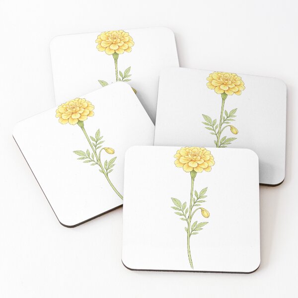 Item preview, Marigold in delicate botanical detail designed and sold by Side Quest Co..