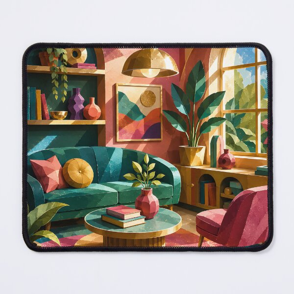 Item preview, Colorful Boho Living Room Paper Cut Art Illustration designed and sold by Aureva Arts Shop.