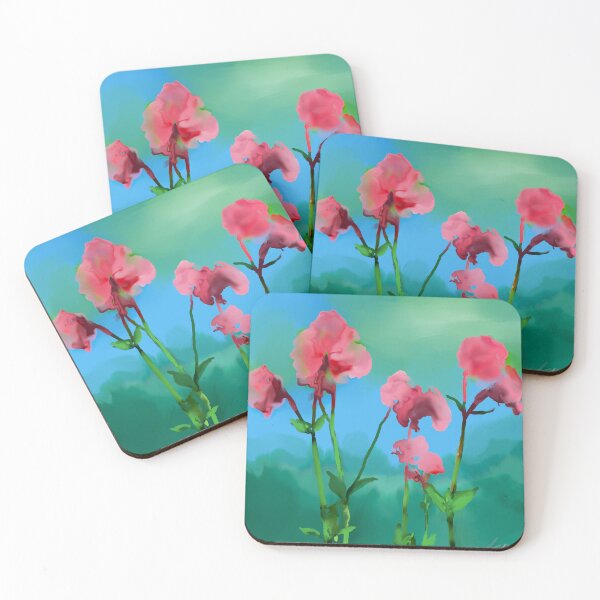 Item preview, Pink Sweet Pea Flowers Painterly Garden Illustration designed and sold by BuckaBaby.