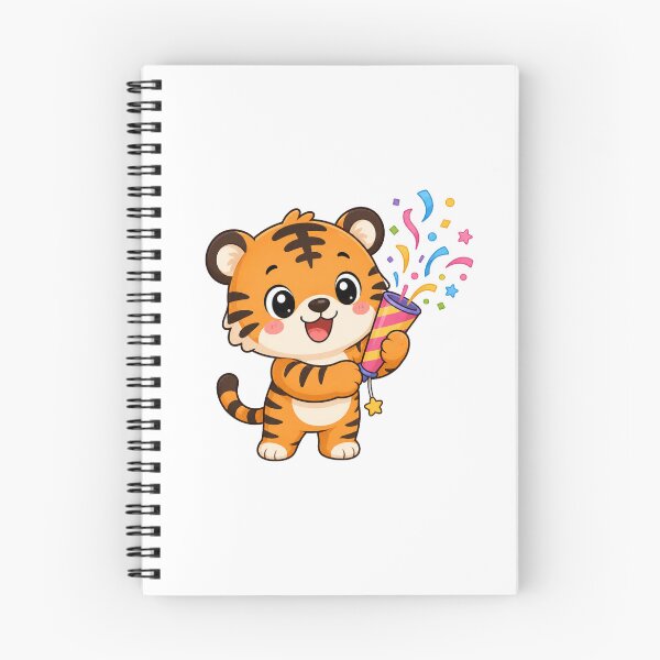 Item preview, Cute Tiger Holding Party Popper Kawaii Cartoon Celebration Design designed and sold by Seculinator.