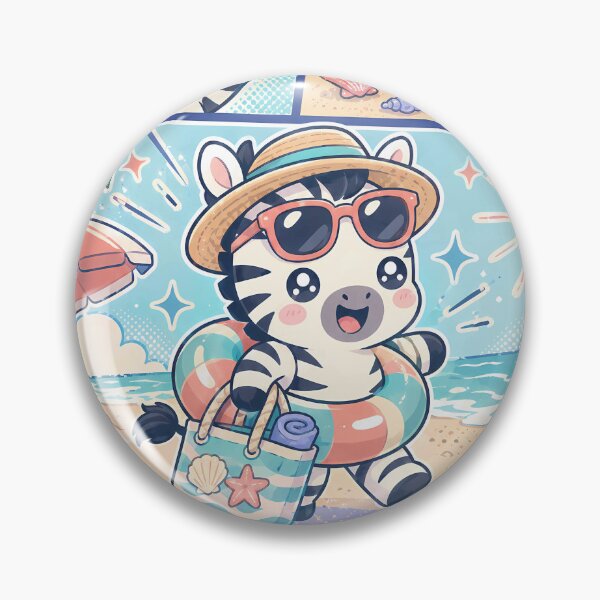 Item preview, Kawaii Beach Zebra Comic Panel designed and sold by Gift Phrase Studio.