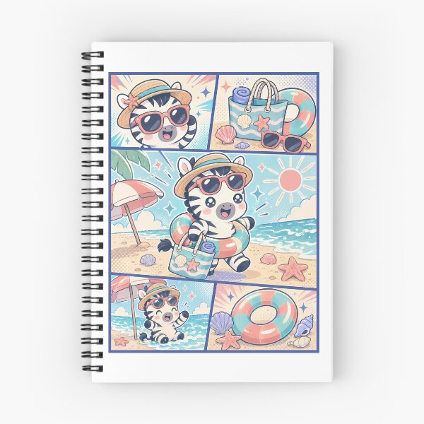 Item preview, Kawaii Beach Zebra Comic Panel designed and sold by Gift Phrase Studio.