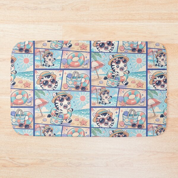 Item preview, Kawaii Beach Zebra Comic Panel designed and sold by Magmashup.