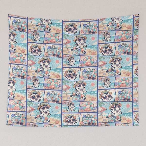 Item preview, Kawaii Beach Zebra Comic Panel designed and sold by Gift Phrase Studio.