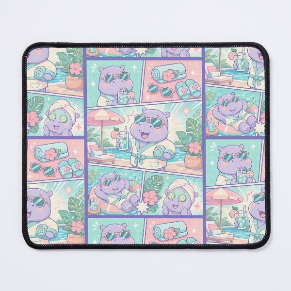 Item preview, Kawaii Spa Hippo Resort Comic Panel designed and sold by Gift Phrase Studio.