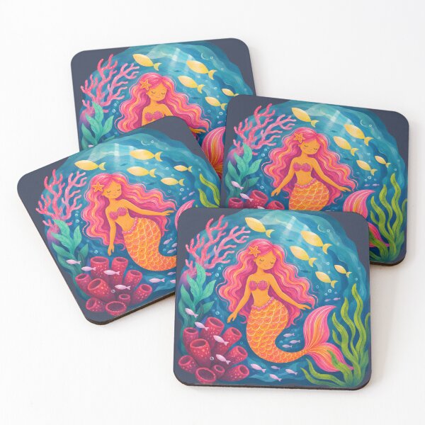 Item preview, Whimsical Mermaid Underwater Illustration | Colorful Ocean Fantasy Art Print for Coastal & Kids Decor designed and sold by vitag.
