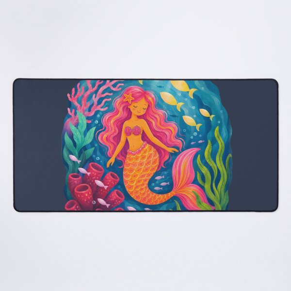 Item preview, Whimsical Mermaid Underwater Illustration | Colorful Ocean Fantasy Art Print for Coastal & Kids Decor designed and sold by vitag.