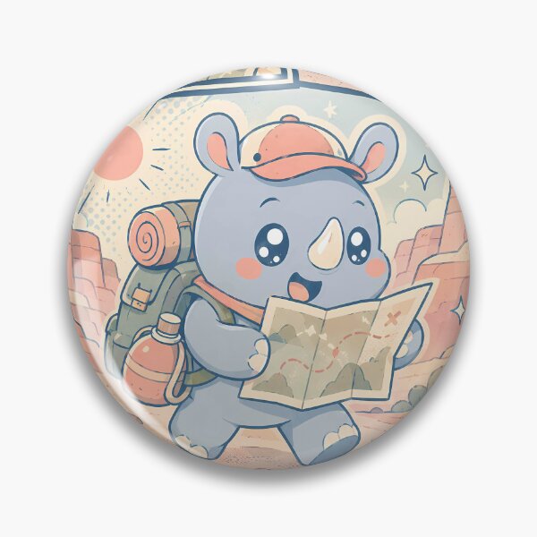 Item preview, Kawaii Rhino Canyon Backpacker Comic Panel designed and sold by Gift Phrase Studio.